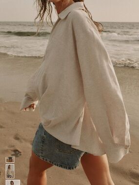Zara Oversized Cream Button-Up Blouse